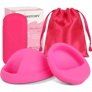 FENYW Disco Mestruale, 2 Pezzi Coppetta Mestruale Morbida, Disco menstruale, Riutilizzabile in silicone medico, Menstrual cup, Dischi mestruali Cuscinetti morbidi alternativi (Rosa, S+L)