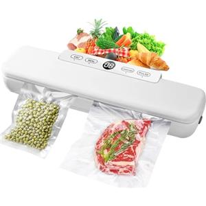 HIYAA Macchina per sottovuoto e sottovuoto, gli alimenti rimangono freschi fino a 8 volte più a lungo, saldature stabili, con 10 sacchetti professionali in pellicola bianca