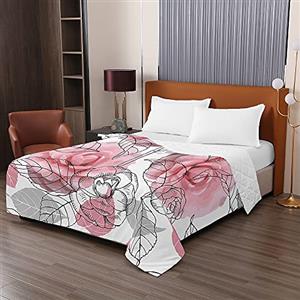 Chickwing 3D Rosa Fiore Stampa Trapuntino Copriletto Trapuntato Matrimoniale Singolo, Chickw11 Coperta Primaverile Estivo Trapunta Goffrato Coperta Leggera per Camera da Letto (Rosa Rosa,100x150cm)