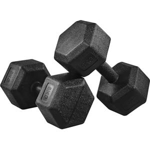 Yaheetech Set 2 Manubri Esagonali per Palestra e Casa in Ferro e PVC Antiscivolo Nero 2 x 8 kg