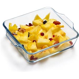 NUTRIUPS Pirofila quadrata in vetro da 15,5 cm, mini pirofila in vetro borosilicato, piccola casseruola, lasagnera da forno 0.8L