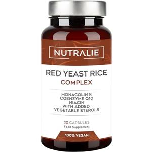 NUTRALIE Riso Rosso Fermentato - Colesterolo Integratori con 2,9 mg Monacolina K + 30 mg Q10 - Red Yeast Rice Alto Dosaggio - Lievito di Riso Rosso Fermentato - 30 Capsule Nutralie