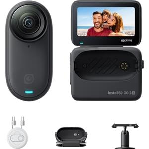 Insta360 GO 3S Nero Notte (128GB) - Cam 4K per vlogging, POV a mani libere, montaggio magnetico, stabilizzazione, 140 minuti di autonomia, impermeabilità fino a 10 m, editing IA