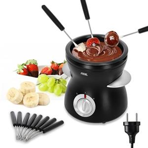 ADE Set per fonduta di cioccolato elettrico con 8 forchette | 2 temperature per sciogliere e mantenere in caldo | per cioccolato e copertura | ciotola rimovibile rivestita in teflon 500ml