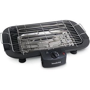 Innoliving Griglia Barbecue Elettrica 2000W INN-870 Innoliving con Termostato Regolabile, Riscaldamento Veloce, Mantenimento Calore, Acciaio Inox, Facile da Pulire, Ideale per Cottura Rapida, Dimensioni 36x22 cm