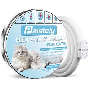 Paistely Collare Antiparassitario Per Gatti, Collare Antipulci Gatto Sicuro ed Efficace Realizzato Con Oli Essenziali Naturali, Collare Anti Pulci e Zecche Gatti Di Piccola Taglia, Medio e Grande (19in-1pack)
