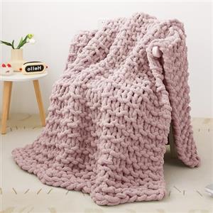 Viviland Coperta a maglia grossa, lussuosa coperta 100% lavorata a mano, morbida e accogliente coperta ponderata per divano letto e sedia, 127 x 152 cm, rosa