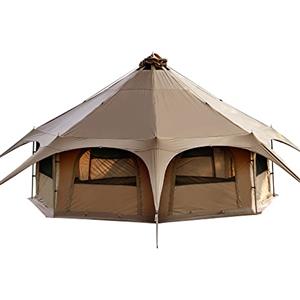 Tomount Tenda teepee famigliare in tessuto di cotone, per 6-8 persone, a forma di piramide, per campeggio, glamping, trekking, festival, feste, matrimoni, eventi musicali