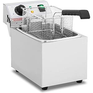 Royal Catering Friggitrice Professionale Friggitrice Elettrica RCEF 08EB (3.200 W, 8 L, Intervallo di temperatura: 50-200 °C, Zona fredda, Con coperchio)