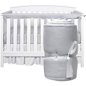 SMELEYOU Paracolpi Per Lettino 3 Pezzi Protezione Per Sponde Per Lettino Per Lettino Da Masticare Protezione Per Dentizione Avvolgimento Per Sponde Imbottite Per Sponde Laterali Anteriori Grigio