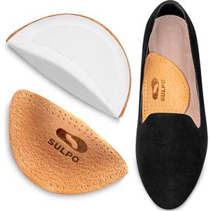 SULPO Solette ortopediche a cuneo - Solette scarpe - Solette in vera pelle per piedi piatti - Plantare piede piatto - Supporto dell'arco longitudinale - Supporto arco plantare - Metatarsale - 35-37