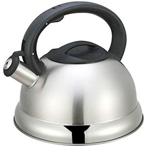 KAMBERG Bollitore Teiera a Fischio 3 litri, Acciaio Inox, Manico Ergonomico, Compatibile con Tutti i Piani Cottura, Incluso Quello a Induzione