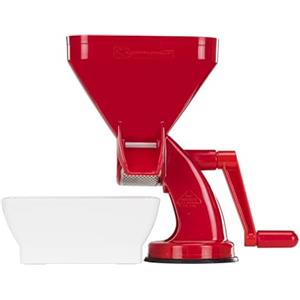 Rigamonti Passapomodoro manuale spremi pomodori per salsa di pomodoro fatta in casa. Con griglia in acciaio inox, ventosa in gomma e vaschetta. Macchina smontabile. Uso casalingo e fai da te.