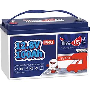 Timeusb Batteria al Litio 12V 100Ah Batteria LiFePO4, BMS 100A Incorporato, Fino a 15000 Cicli Profondi,1280Wh Perfetta per Fotovoltaico Camper Sistemi di casa Solare e Applicazioni