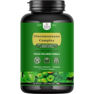 NUTRA XPLUS Glucomannano Purificato Fibra Vegetale Konjac in 120 capsule Nutra Xplus Favorisce l'Equilibrio del Peso Corporeo arricchito con Carnitina e tè verde Aiuto Dimagrante può Ridurre la fame