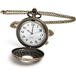 Vicloon Orologio da Taschino Vintage con Numeri Romani, al Quarzo, con Catena, Collana, per Uomo e Donna