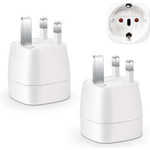 vutizal Adattatore Presa Inglese - Vutizal 2 pezzi Adattatore Universale da Viaggio - 3250W Adattatore UK per Regno Unito, Irlanda, Dubai, Maldive (Tipo G Bianco)