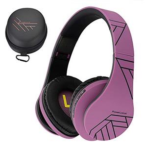 PowerLocus Cuffie Bluetooth Over Ear, Cuffie Wireless Bluetooth 5.3, Hi-Fi Stereo Suono, Senza Fili con Microfono, Pieghevoli, Micro SD/TF, FM Radio per Viaggio/Telefono/PC/Ufficio (N Viola)
