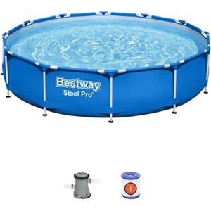 Bestway 56681-2 Set Piscina Fuori Terra Steel Pro Rotonda da 366x76 cm