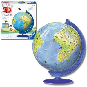Ravensburger - Puzzle 3d Globo Terrestre Impara La Geografia Con Gli Animali | Puzzle 3d Bambini A Partire Dagli 6 Anni | Modellismo Da Costruire Bambini Di 180 Pezzi | Regalo Bambino 6 Anni E Più