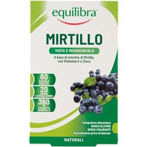 Equilibra Integratori Alimentari, Mirtillo, Integratore per la Normale Capacità Visiva e la Funzionalità del Microcircolo, con Estratto di Mirtillo, Vitamina A e Zinco, 3 Pezzi da 60 Capsule Vegetali