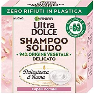 Garnier Ultra Dolce Shampoo Solido Delicatezza D’Avena, Per Cute Sensibile E Capelli Delicati, Con Packaging 100% Ecologico Plastic-free, 60 Gr, 250ml