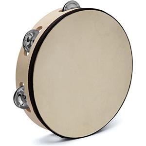 TIGER TAM91-10-BK - Tamburello a fila singola, 25 cm, in legno con testa in pelle grezza
