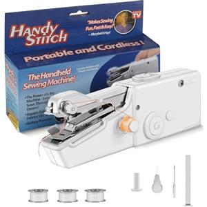Amoyeric Macchine da cucire portatili, macchine da cucire elettriche, mini macchine da cucire con accessori per cucire, strumenti per cucire a riparazione rapida, vestiti, jeans, tende, pelle