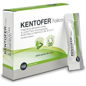 S&R Farmaceutici | KENTOFER Folico - Integratore alimentare a base di Ferro, utile supporto in caso di carenza di Ferro e Vitamine anche in gravidanza, 20 stick packs ad 1,6 g