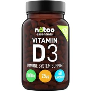 Natoo Vitamin D3 Vegan - Integratore di Vitamina D3 1000 UI in 60 Capsule per Ossa e Sistema Immunitario