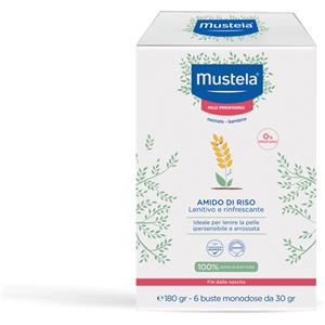 MUSTELA Amido di Riso - Deterge e Protegge la Pelle dei Bambini, 6 Buste da 30g