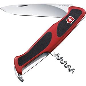 Victorinox, coltellino svizzero Ranger Grip 52 (Swiss Army Knife con 5 funzioni, lama bloccabile, cavatappi), rosso/nero
