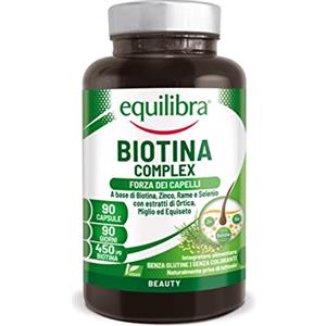 equilibra Integratori Alimentari, Biotina Complex, Benessere di Capelli e Unghie, Integratore Altodosato a Base di Biotina, Zinco, Rame, Selenio, Estratti di Ortica, Miglio, Equiseto, 90 Capsule