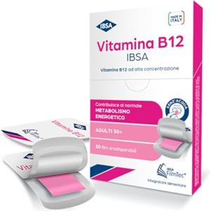 IBSA FilmTec Vitamina B12 IBSA - 30 Film Orodispersibili. Integratore alimentare a base di Vitamina B12 che contribuisce al normale metabolismo energetico. Gusto Lampone