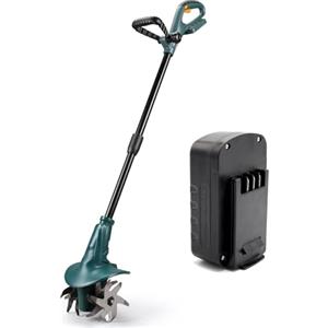 FISHTEC Motozappa elettrica - motozappa a batteria senza fili - batteria 18V al litio inclusa - profondità massima: 20 cm. Larghezza massima: 8 cm - rimuovi erbacce elettrico - lavorazione del suolo