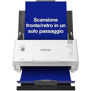 Epson Workforce DS-410 Scanner A4 Verticale, velocità 26 Pagine al Minuto in b/n e Colore con Alimentatore Automatico di Fogli da 50 Fogli, Free 3 Year Warranty - 3 Anni di Garanzia Gratuita