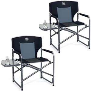 TIMBER RIDGE Set di 2 Sedia da Campeggio Pieghevole 180kg Alluminio Portatile con Tavolo Laterale Ultraleggera solo 3,3 kg per Spiaggia Picnic Campeggio Festival Torneo