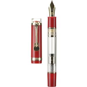 erofa Jinhao 1935 Tiandao - Penna stilografica con Size 8 pennino fine, in acrilico rosso e trasparente, con convertitore e clip per chitarra
