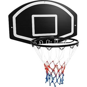 COSTWAY Tabellone Basket da Muro per Bambini e Adulti, Canestro da Basket a Parete con Tabellone Antiproiettile da 72 x 45,5 cm, Rete Anti-vento e Accessori Completi