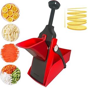 Meridiana® Ok Chef Mandolina REGOLABILE Spessore regolabile e taglio julienne Patate Affettatrice Cipolla taglia pomodori Chopper Kitchen taglia patate mandolina per verdure professionale (Rossa)