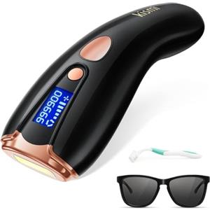 kismi Epilatore Luce Pulsata, Kismi IPL Epilatore Laser Professionale per Donna Uomo 999900 Flash 5 Livelli 2 Modalità di Depilazione Indolore per Viso Braccia Gambe Ascelle, Nero