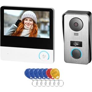 Miratic Kit Videocitofono Monofamiliare a 4 Fili Citofono con Telecamera Touch Screen 7 Kit Videocitofono con Apriporta 6 Melodie Controllo del Volume Full HD RFID