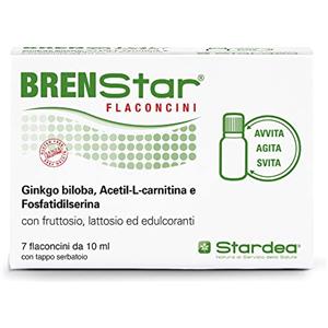 STARDEA Brenstar | Integratore per il Benessere Cognitivo | Memoria e Concentrazione | Utile per Ridurre la Stanchezza Mentale e Fisica | con Ginkgo Biloba | 7 Comodi Flaconcini da Trasportare | Stardea