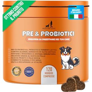 HEALTHY LOVE - Probiotici per Cani - 120 Morbidi Snack Salutari - Supporta Digestione - Riduce Prurito e Diarrea - Fermenti Lattici Cane e Prebiotici Naturali - Brand Italiano 240g