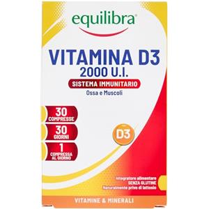 Equilibra Vitamina D3 2000UI - 30 Compresse per Sistema Immunitario, Ossa e Muscoli