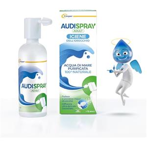 Audispray Adult - Regolare Igiene dell'Orecchio - Acqua di Mare Depurata - Previene i Tappi di Cerume - Applicatore Brevettato - Flacone Spray 50 ML