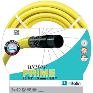 RR ITALIA WATER PRIME | Tubo Acqua Giardino Flessibile, Antinodo, Antitorsione, Antialga per Irrigazione e Uso Domestico, Tubo da Giardino Giallo 5/8