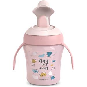 Suavinex My Family Learning Cup Rosa - Tazza Evolutiva 200 ml con Beccuccio Rigido Antigoccia e Manici per Bimbi 6M