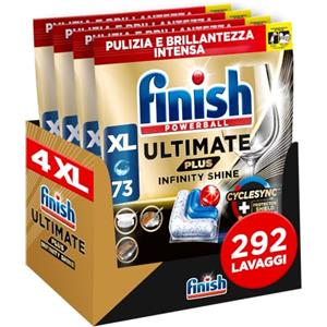 Finish Ultimate PLUS Infinity Shine Pastiglie Lavastoviglie, 292 Capsule, per Lavastoviglie con Scudo Protettivo contro lo Sporco e i Residui Incrostati