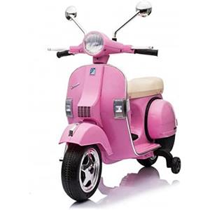 Tecnobike Shop Moto Elettrica per Bambini Ufficiale Piaggio Vespa PX 150 12V con Rotelle Sella in Pelle Ingr Mp3 Luci LED Suoni (Rosa)